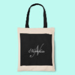 Tote Bag Monogramme de nom noir et blanc personnalisé uniqu<br><div class="desc">Personnalisé Unique Noir et Blanc Nom Monogramme Design pour tout le monde.</div>