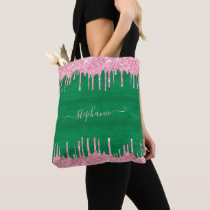 Tote Bag Monogramme de pastèque de Parties scintillant rose