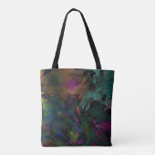 Tote Bag Monogramme de peinture liquide sarcelle et violet (Dos)
