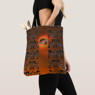 TOTE BAG MONOGRAMME DE PIERRE PRÉCIEUSE EN DAMAS FLORAL ORA