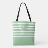 Tote Bag Monogramme de plage rayé vert côtier blanc (Dos)