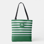 Tote Bag Monogramme de plage rayé vert côtier blanc (Dos)