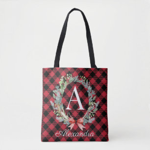 Tote Bag Monogramme de platine de Buffalo rouge et noir Noë