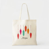 Tote Bag Monogramme de plume arc-en-ciel rose et orange (Devant)
