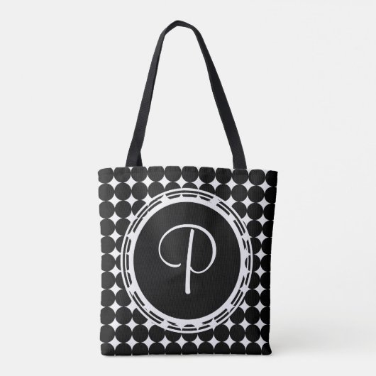 Tote Bag Monogramme de point Polka Noir (Dos)
