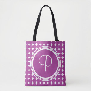 Tote Bag Monogramme de point Polka violet