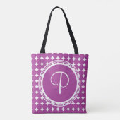 Tote Bag Monogramme de point Polka violet (Dos)