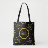Tote Bag Monogramme de points de Parties scintillant d'or (Devant)