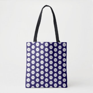 Tote Bag Monogramme de Polka bleu marine Fourre-tout