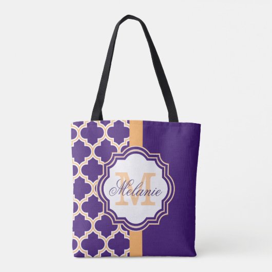 Tote Bag Monogramme de Quatrefoil pourpre (Dos)