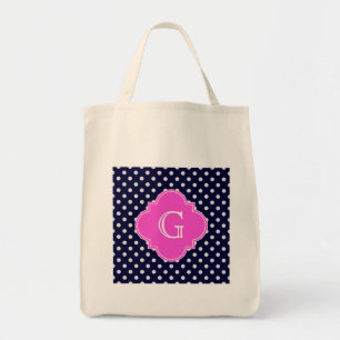 Tote Bag Monogramme de Quatrefoil Rose Chaud Pois