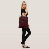 Tote Bag Monogramme de rose sanglante gothique (Sur le modèle)