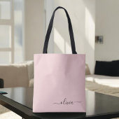 Tote Bag Monogramme de script blanc rose roux