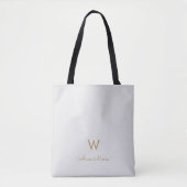 Tote Bag Monogramme de script or gris clair moderne (Devant)