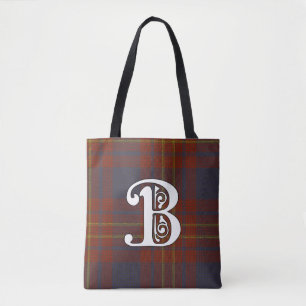 Tote Bag Monogramme de tartan de clan de maître d'hôtel