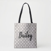 Tote Bag Monogramme de Trellis gris rustique (Devant)