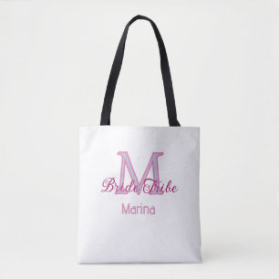 Tote Bag Monogramme de tribu de mariée simple mini-rose rou