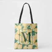 Tote Bag Monogramme de verdure de citrons (Devant)