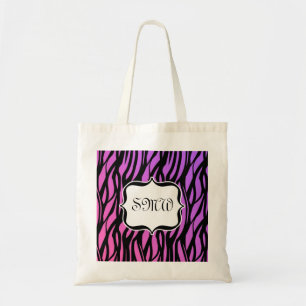 Tote Bag Monogramme de zèbres violets et roses Fourre-tout