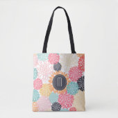 Tote Bag Monogramme d'éclatement de couleur florale (Devant)