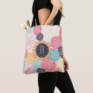 Tote Bag Monogramme d'éclatement de couleur florale