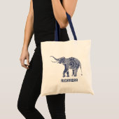 Tote Bag Monogramme d'éléphant bleu et blanc de la Marine (Devant (produit))