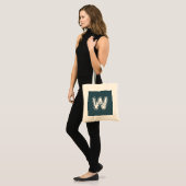 Tote Bag Monogramme déplaisant blanc sur bleu (Devant (modèle))