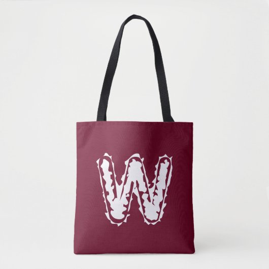 Tote Bag Monogramme déplaisant blanc sur rouge (Devant)