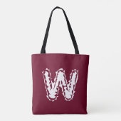 Tote Bag Monogramme déplaisant blanc sur rouge (Dos)