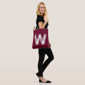 Tote Bag Monogramme déplaisant blanc sur rouge (Sur le modèle)