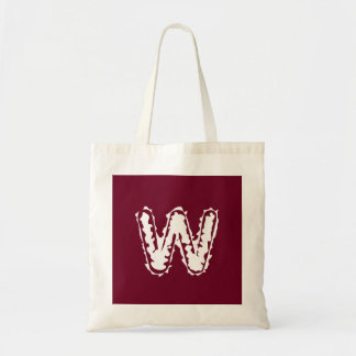 Tote Bag Monogramme déplaisant blanc sur rouge