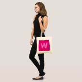 Tote Bag Monogramme déplaisant rose sur rose (Devant (modèle))