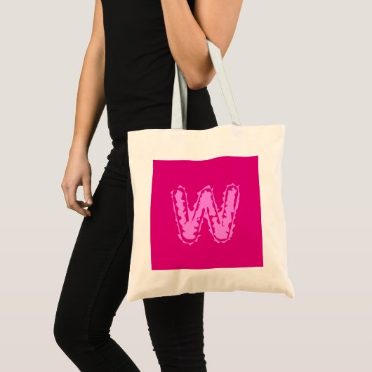 Tote Bag Monogramme déplaisant rose sur rose (Devant (produit))