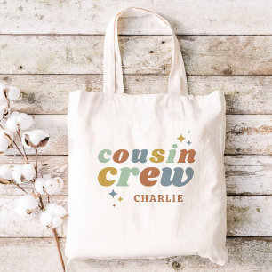 Tote Bag Monogramme d'équipage rétro Cousin   Enfants corre