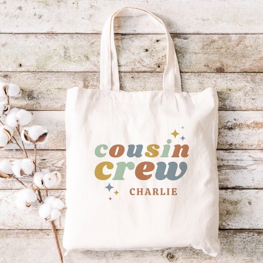 Tote Bag Monogramme d'équipage rétro Cousin | Impression re