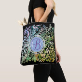 Tote Bag Monogramme des fleurs d'aquarelle (De près)