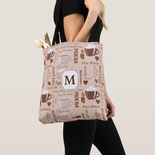 Tote Bag Monogramme des termes café (De près)