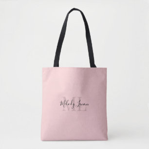 Tote Bag Monogramme Design noir et rose personnalisé