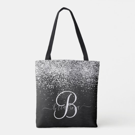Tote Bag Monogramme d'étincelle à Parties scintillant noire (Dos)