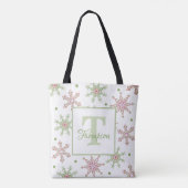 Tote Bag Monogramme d'hiver Flocon de neige moderne vacance (Dos)
