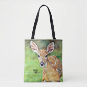 Tote Bag Monogramme d'illustration de cerfs communs de bébé (Devant)