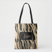 Tote Bag Monogramme d'impression de tigre d'or (Devant)