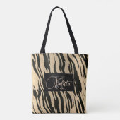 Tote Bag Monogramme d'impression de tigre d'or (Dos)