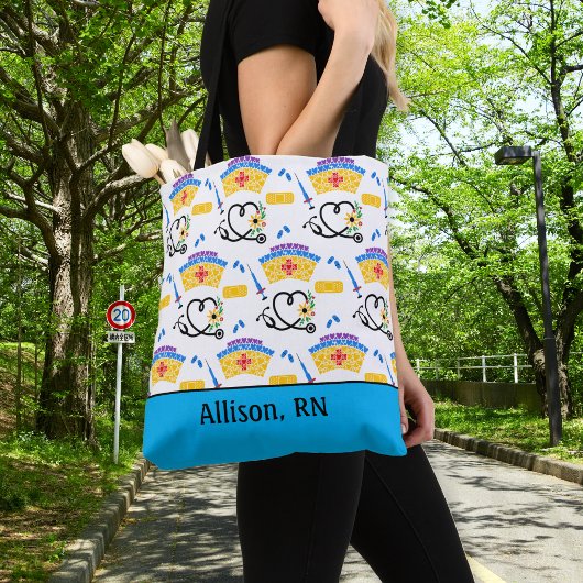 Tote Bag Monogramme d'infirmière coloré