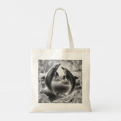 Tote Bag Monogramme Dolphins noir et blanc Océan | (Dos)