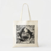 Tote Bag Monogramme Dolphins noir et blanc Océan | (Devant)