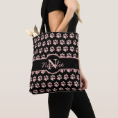 Tote Bag Monogramme d'or de l'Rose Empreinte de patte Chat  (De près)
