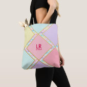 Tote Bag Monogramme d'or géométrique Pastel moderne peint (De près)