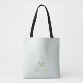 Tote Bag Monogramme d'or moderne Sage Green (Devant)