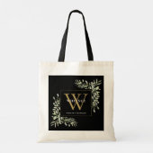Tote Bag Monogramme d'or noir Élégant vert moderne (Dos)